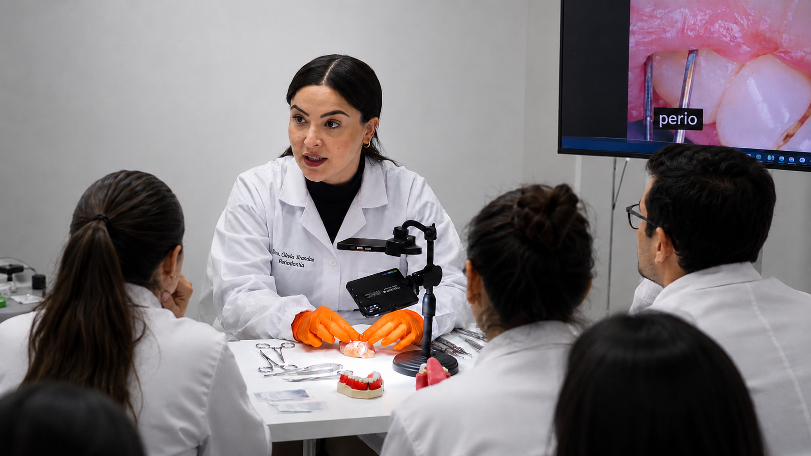 Dra. Olivia Brandão ensinando no Perio+